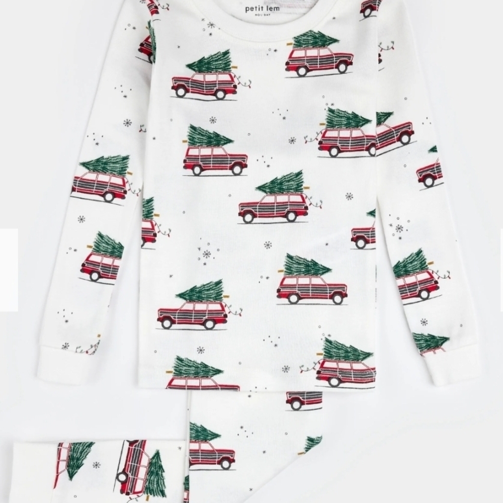 Petit Lem‎ Size 3 Holiday Christmas Print Kids Pajama Set